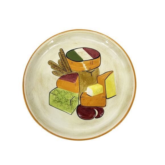 Vintage Los Angeles Potteries Italian Cheeses Tray 14.5" - Picture 1 of 7